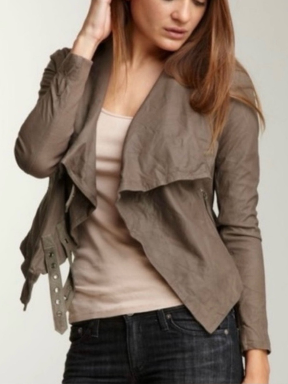 Muubaa London Sinoa Drape Leather Jacket